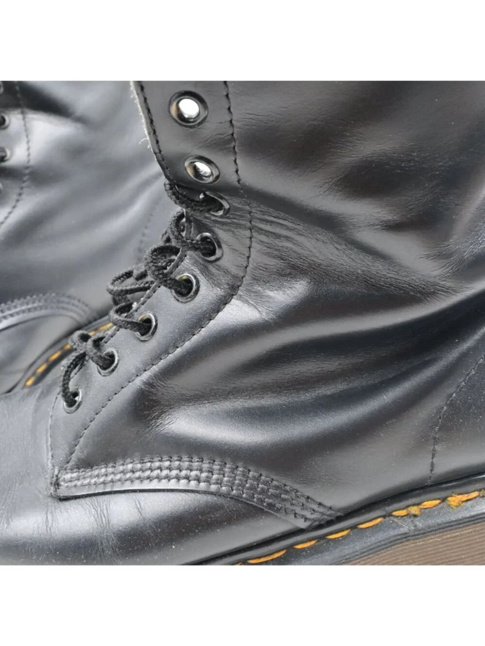 Dr. Martens 1490 Black Leather Combat Boots Size 8 Mid Calf Punk Gothic